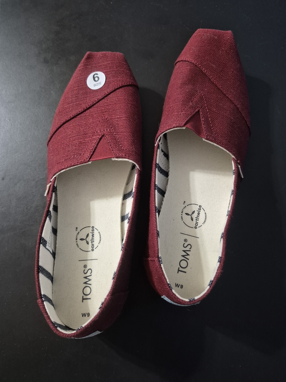 TOMS Women's Burgundy Classic Canvas Slip-On Shoes